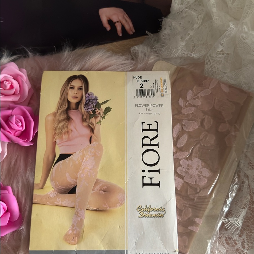 Fiore Nude Floral Patterned Tights